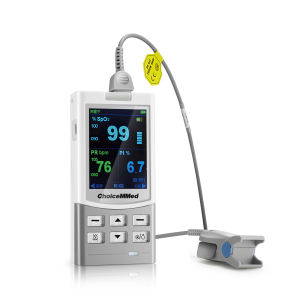 Handheld pulse oximeter with cabled fingertip reader