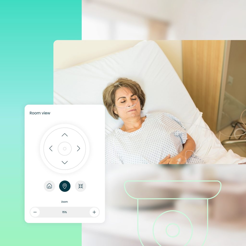 Stylised visualisation of the Room View functionality of the Vision Platform by Visionflex