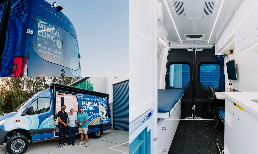 3 images of the mobile virtual care clinic van